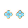 Retro Four Leaf Clover Shaped Turquoise 925 Silver Earring