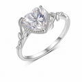 Heart Cut Moissanite Fashion S925 Sterling Silver Gold Plated Vine Leaf Ring
