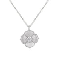 Cubic Zirconia Brushed Five Petal Flower 925 Sterling Silver Minimalist Collarbone Chain Necklace