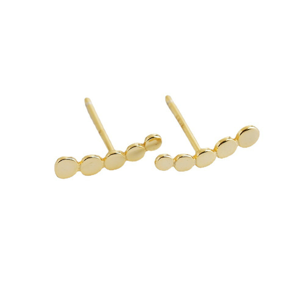 Minimalist Geometric Line and Dot Design 925 Sterling Silver Earrings