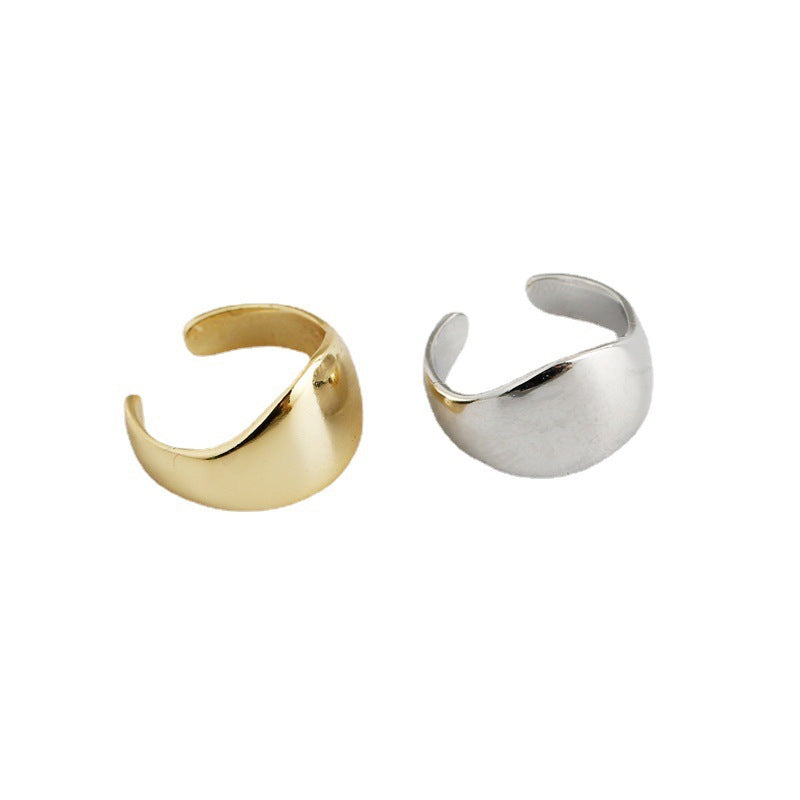 Minimalist U shaped Earring Set  Openwork And Polished 925 Silver Ring