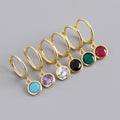 Geometric Round and Cubic Zirconia 925 Sterling Silver Earrings