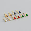 Fashion Jewelry Mini Geometric Triangle Zirconia 925 Sterling Silver Stud Earrings