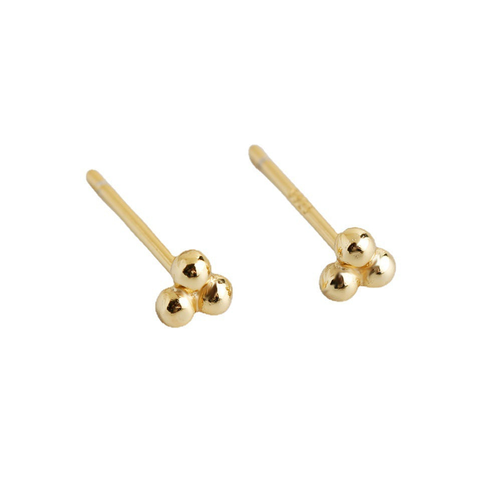 Geometric Design Featuring Three Beads  925 Sterling Silver Earrings