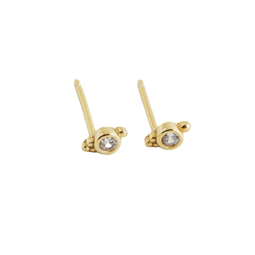 Mini Cubic Zirconia Oval-Shaped Earrings 925 Sterling Silver Stud Earrings