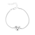 Silver S925 Sterling Silver Minimalist Heart Letter Love Bead Snake Chain Bracelet