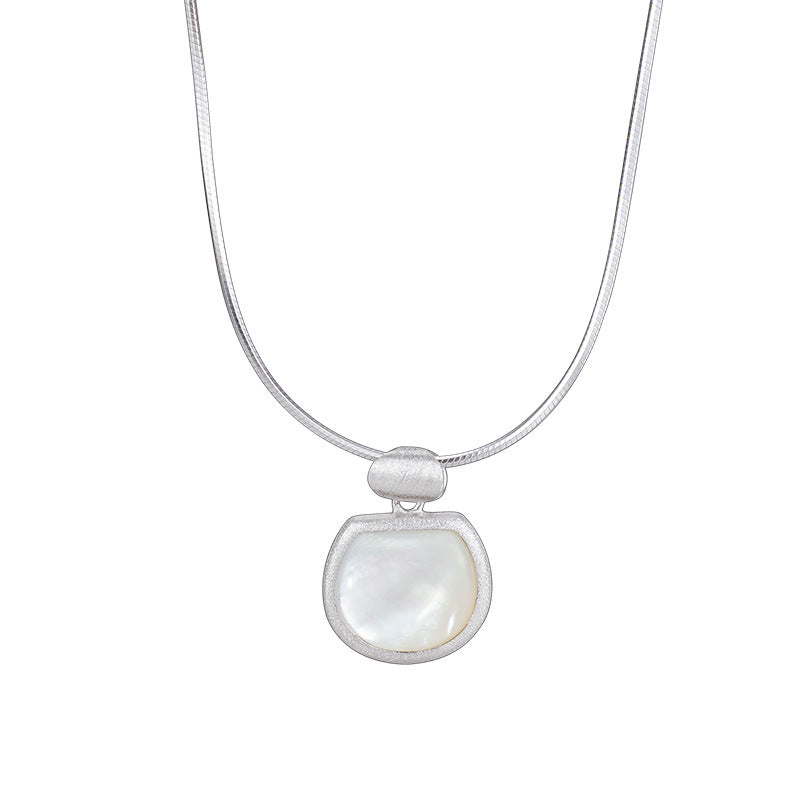 Tiger Eye and Shell S925 Sterling Silver Dual-Sided Pendant Necklace