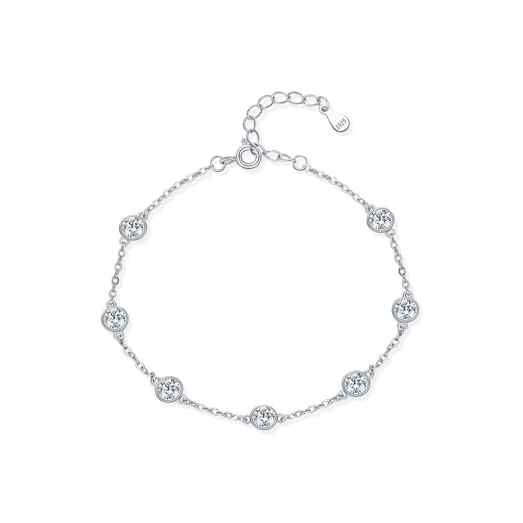 Elegant Geometric Design 925 Sterling Silver Cubic Zirconia Bubble Bracelet for Women Fashion Jewelry Simple Style Adjustable Length 2025 New Arrival