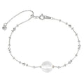 Elegant Geometric Design Clear Crystal Beaded Silver Adjustable Bracelet