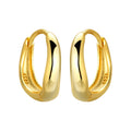 Irregular Geometric 925 Sterling Silver Smooth Polished Huggie Hoop Earrings