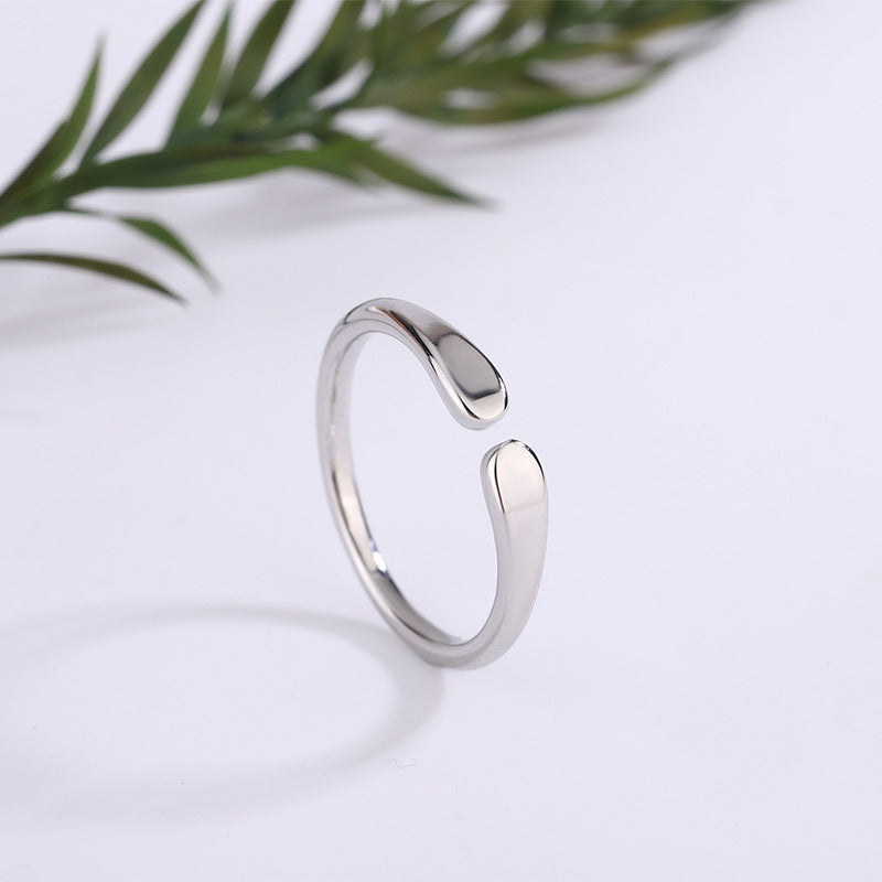 Komeely Minimalist Teardrop Mirror-Finish Ring