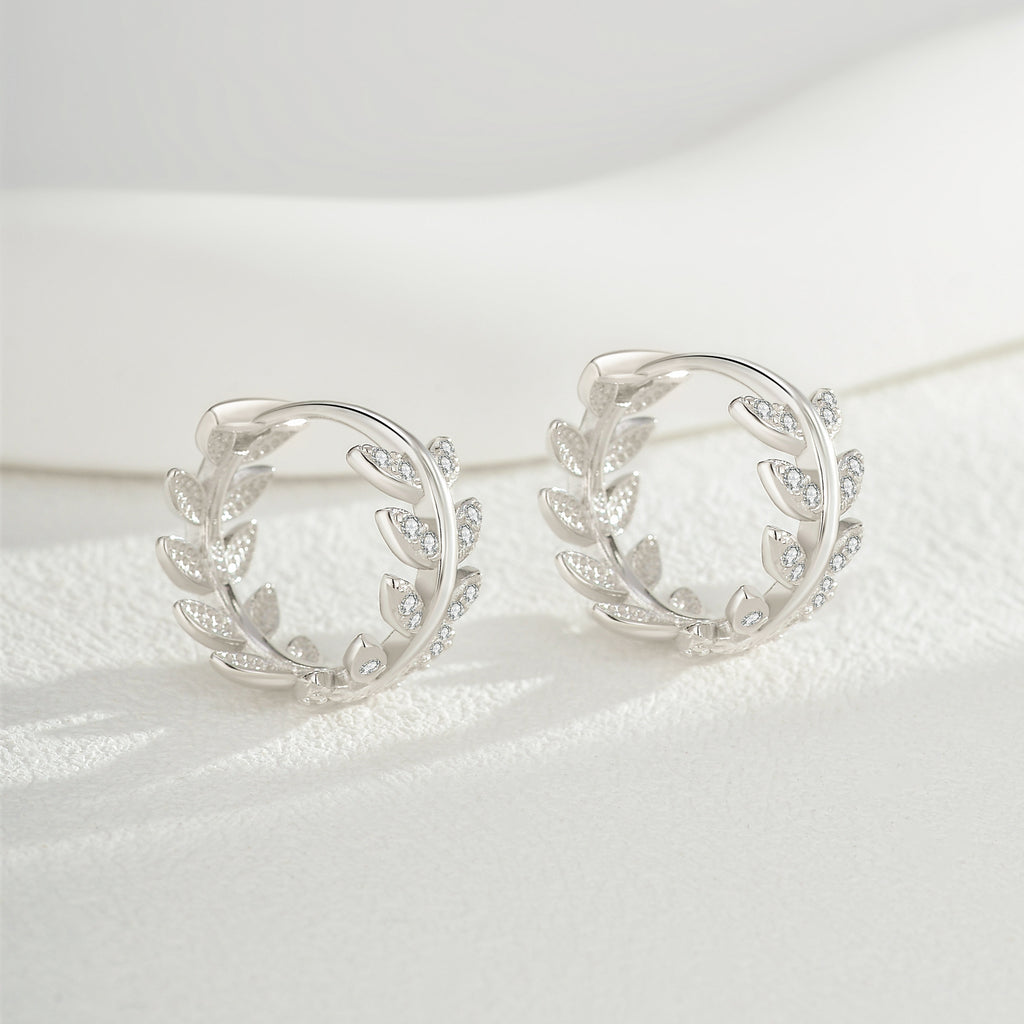 Elegant High-End Minimalist Ear JewelryLuxury Wheat Hoop CZ S925 Sterling Silver Earrings