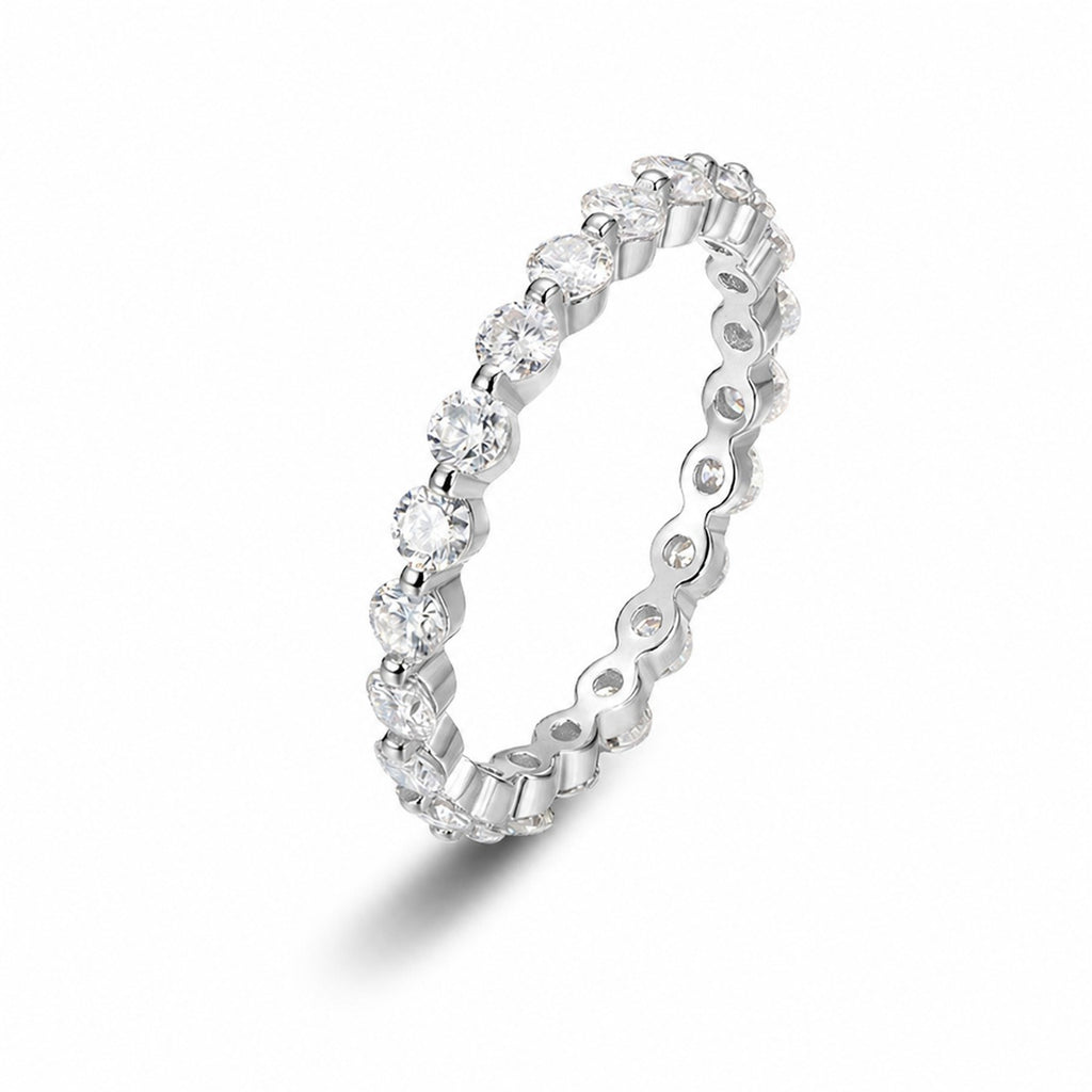 Sparkling Cubic Zirconia 925 Sterling Silver Round Ring