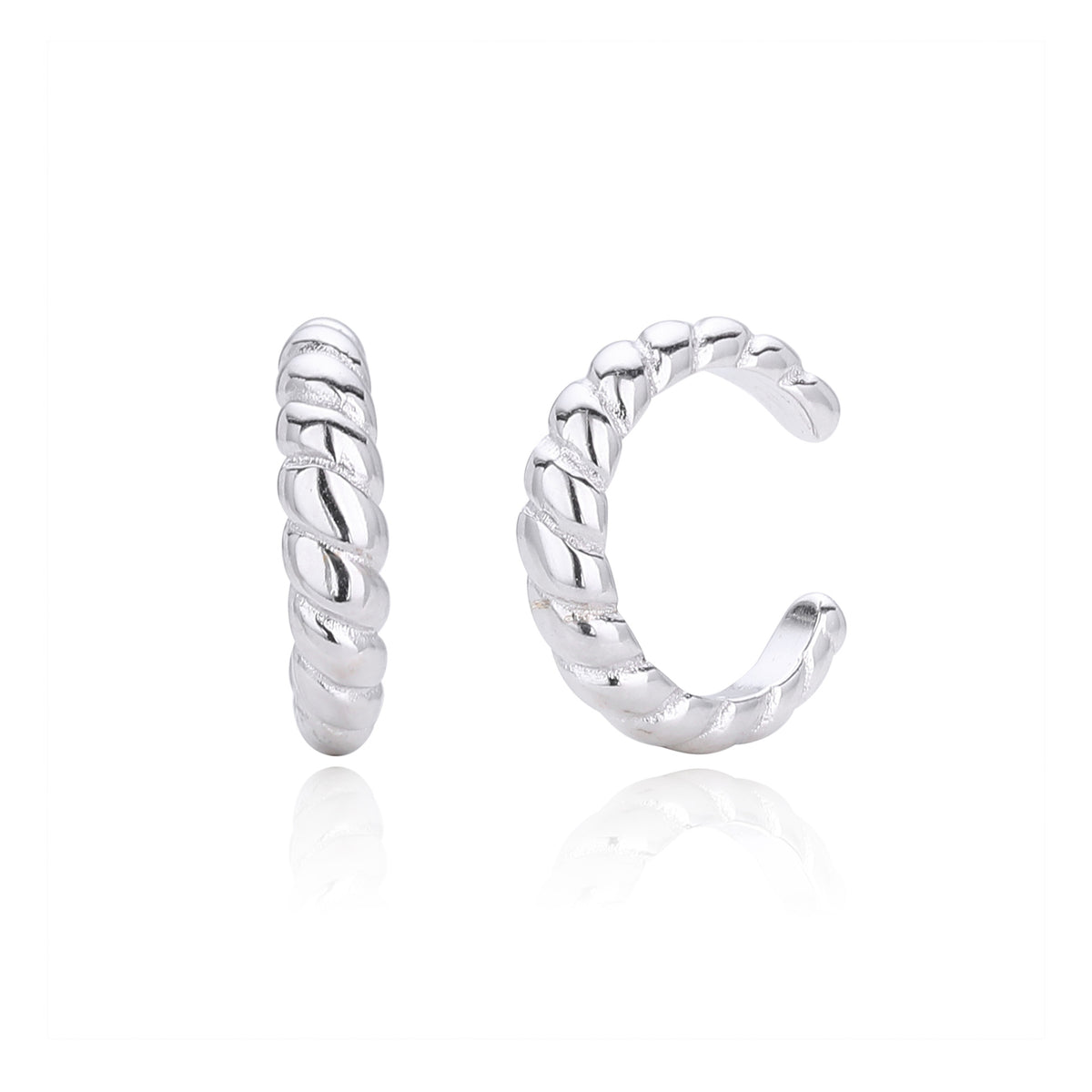 Elegant Twist Design Minimalist Geometric Style 925 Sterling Silver Hoop Earrings