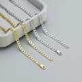 Women Layering Casual Party Modern Vintage Fashion Jewelry Flat Link Chain 925 Sterling Silver Cuban Chain Necklace