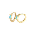 Elegant Geometric Design S925 Sterling Silver Hoop Earrings with Rectangular Cubic Zirconia for Women Fashion Jewelry in Multiple Colors