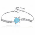 Blue sea turtle cubic zirconia cute animal 925 sterling silver chain Bracelet