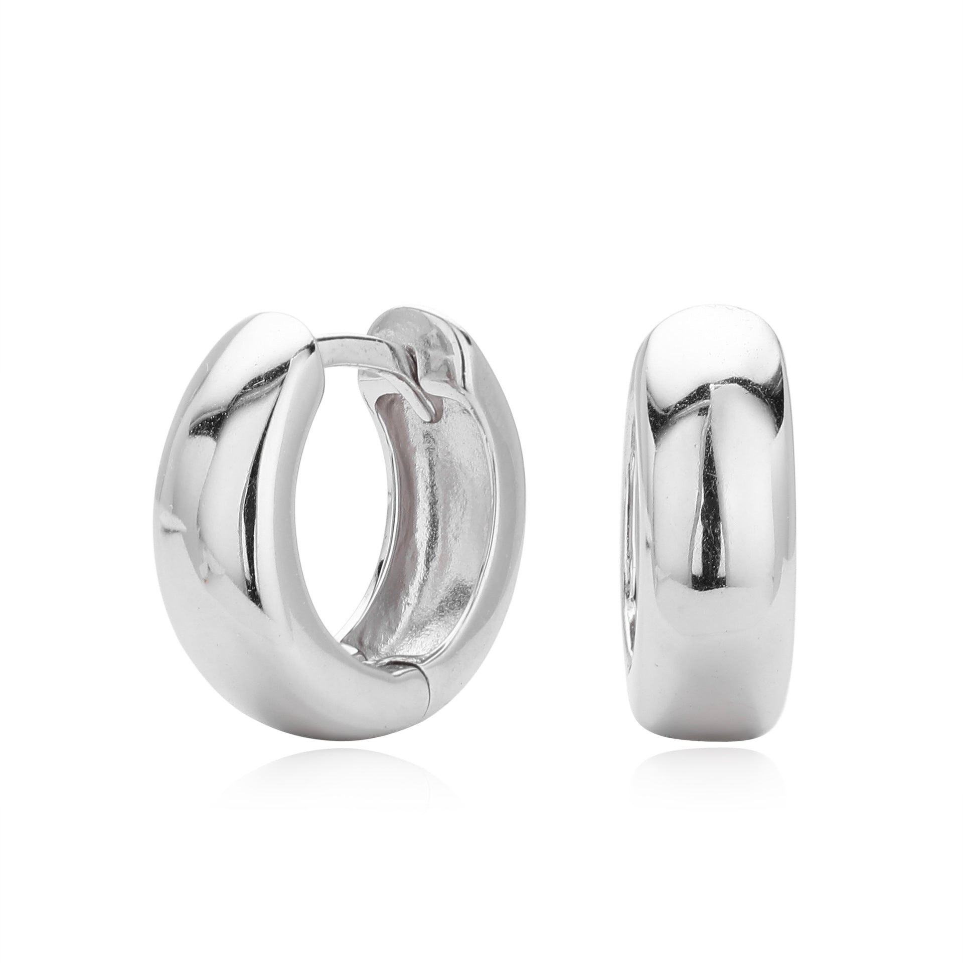 Modern Minimalist Smooth Finish Gold Plated 925 Sterling Silver Huggie Earrings