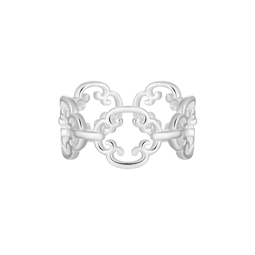 Fine Jewelry Gift Geometric Chinese Knot Cloud Pattern Adjustable 925 Sterling Silver Ring