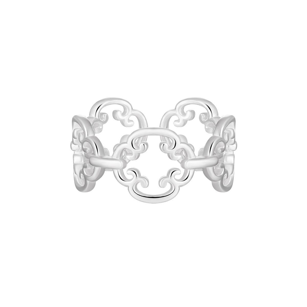 Fine Jewelry Gift Geometric Chinese Knot Cloud Pattern Adjustable 925 Sterling Silver Ring