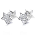 Double Layer Star Shaped Cubic Zirconia 925 Sterling Silver Women's Stud Earrings