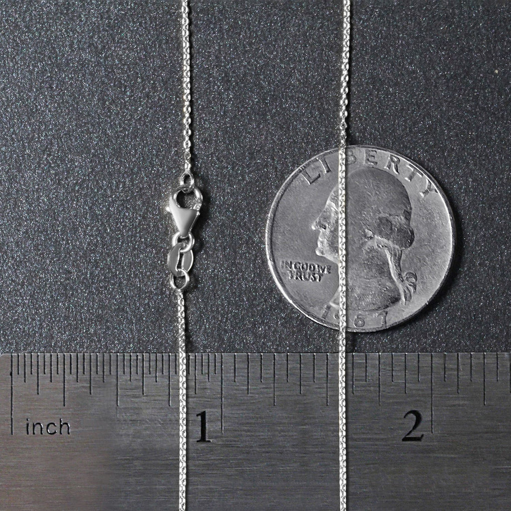 18k White Gold Round Cable Link Chain (0.97 mm)