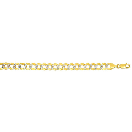 14k Two Tone Gold Pave Curb Bracelet (8.30 mm)