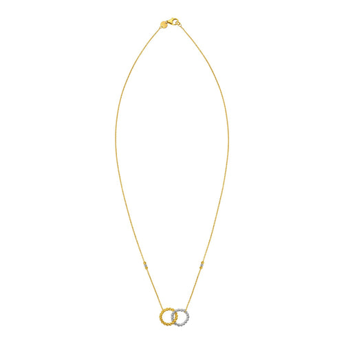 14K Two Tone Gold Interlocking Circle Necklace