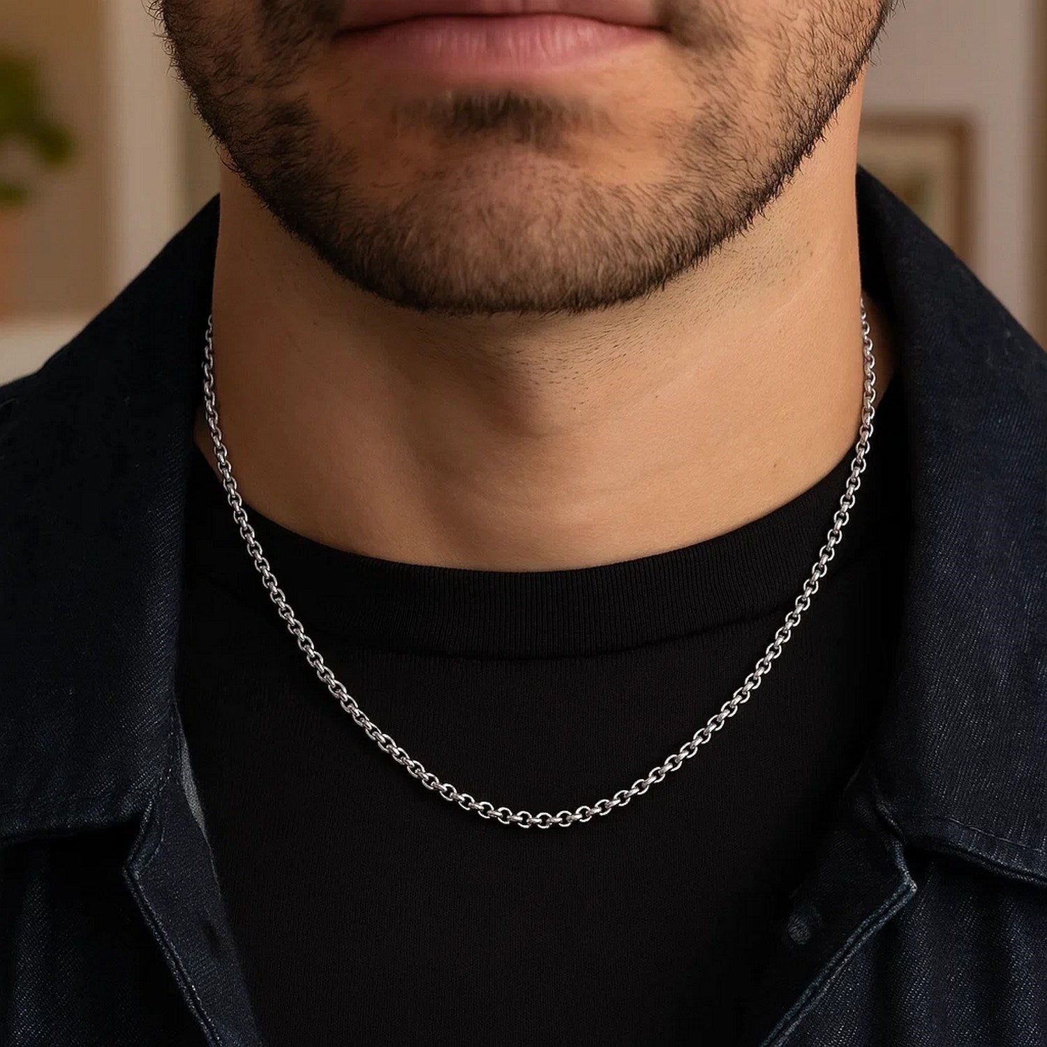 Sterling Silver Rhodium Plated Rolo Chain (4.70 mm)