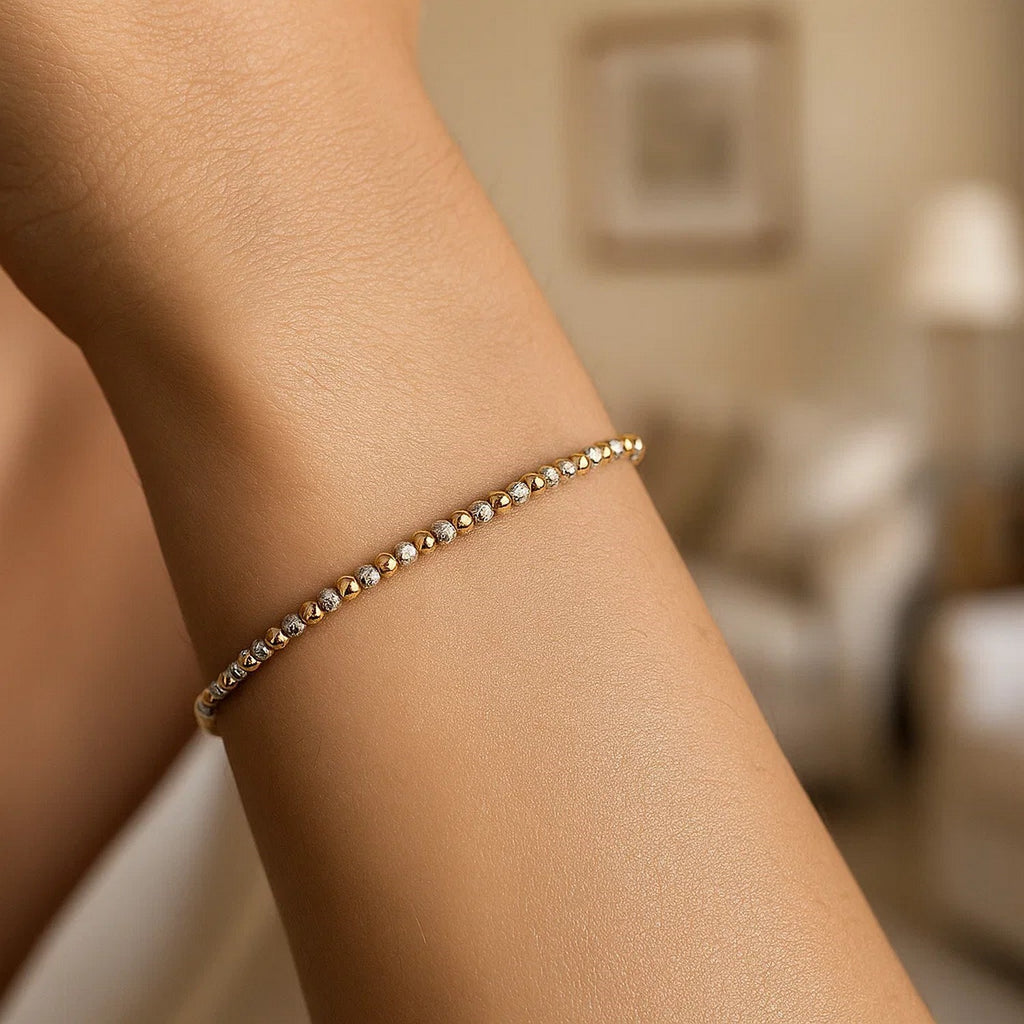14K Two Tone Gold Pallina Bead Bracelet (2.10 mm)