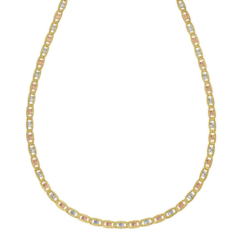 14K Tri Color Gold Pave Valentino Chain (3.50 mm)