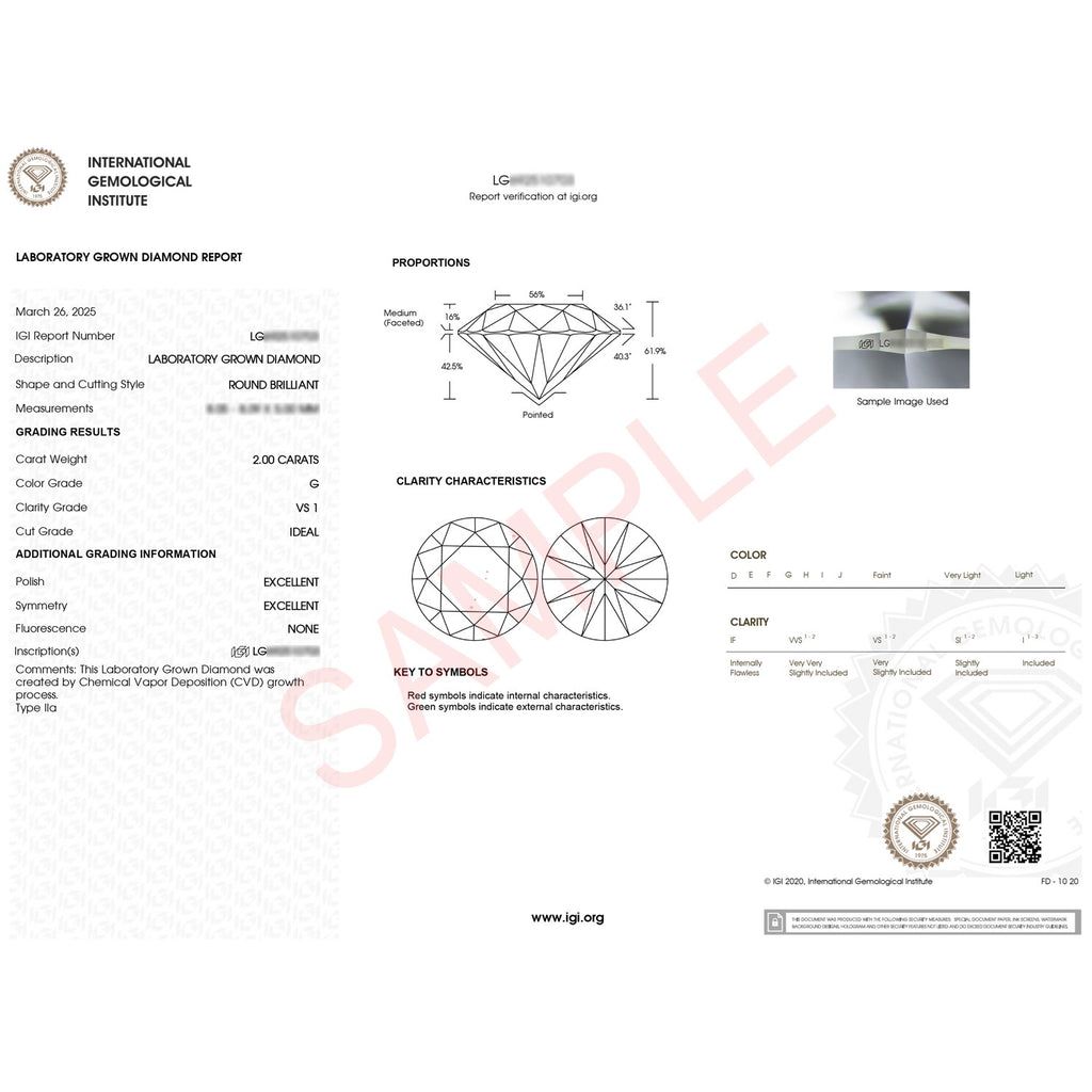 2 Carat Round Lab Grown IGI G/VS1 Diamond Solitaire Ring in 10K White Gold