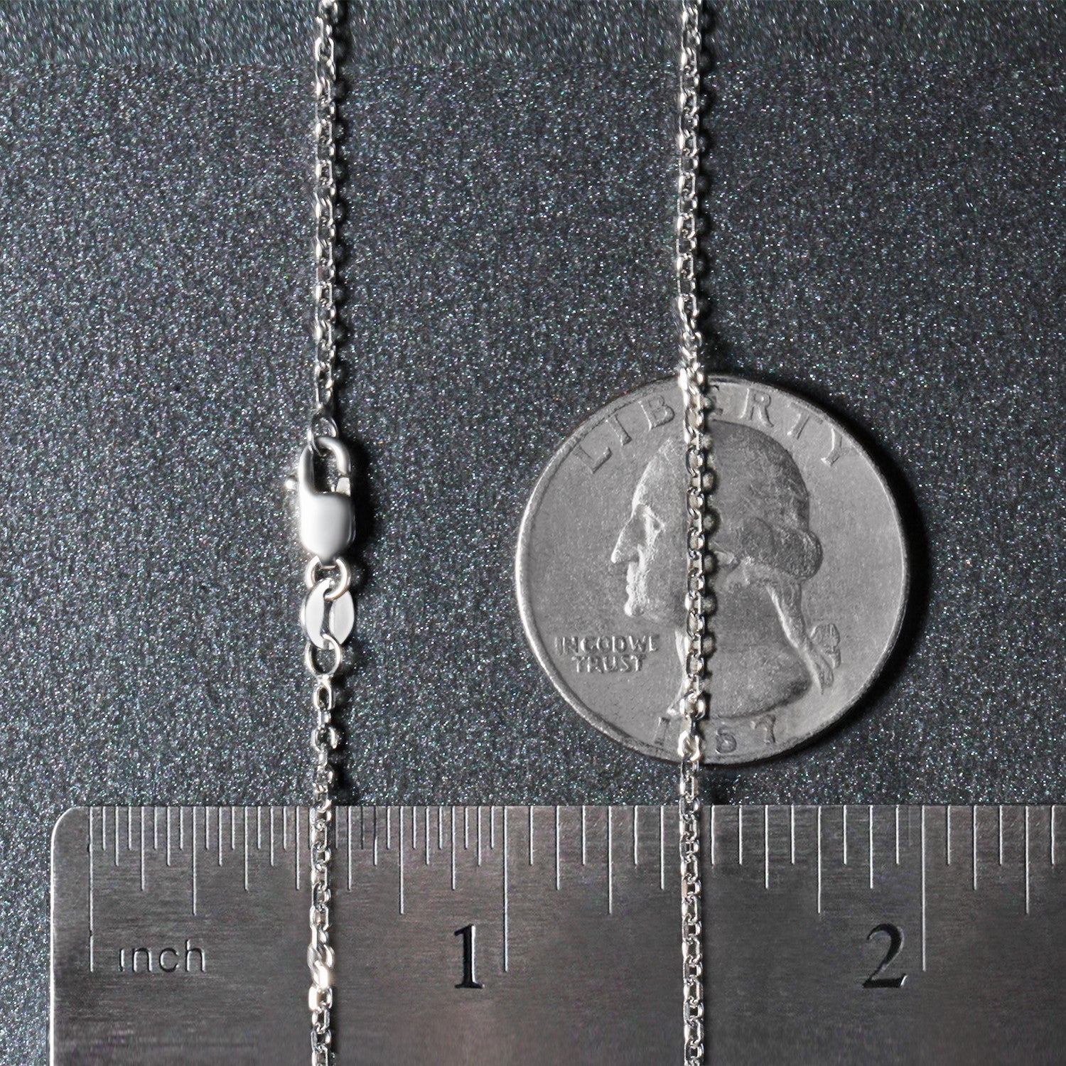 18k White Gold Diamond Cut Cable Link Chain (1.40 mm)
