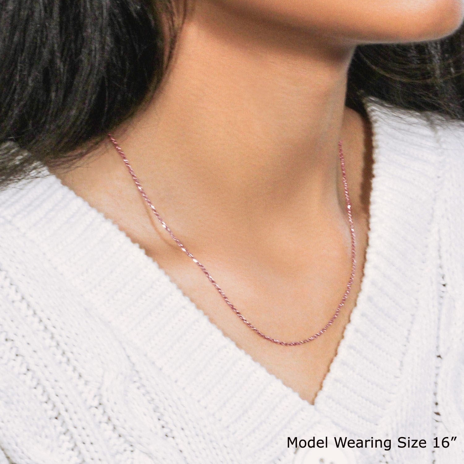 18k Rose Gold Diamond Cut Cable Link Chain (1.10 mm)