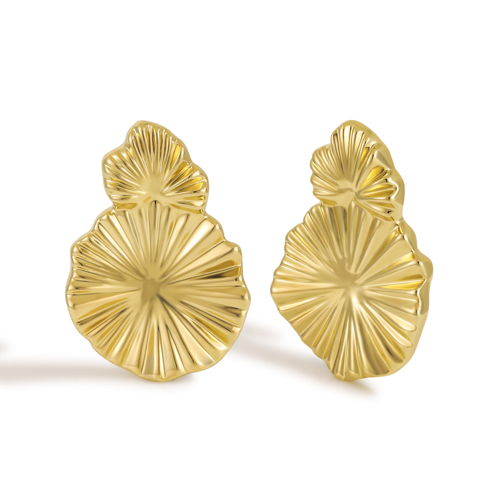 Textured Open Circle Stud Earrings with Dimensional Surface Pattern
