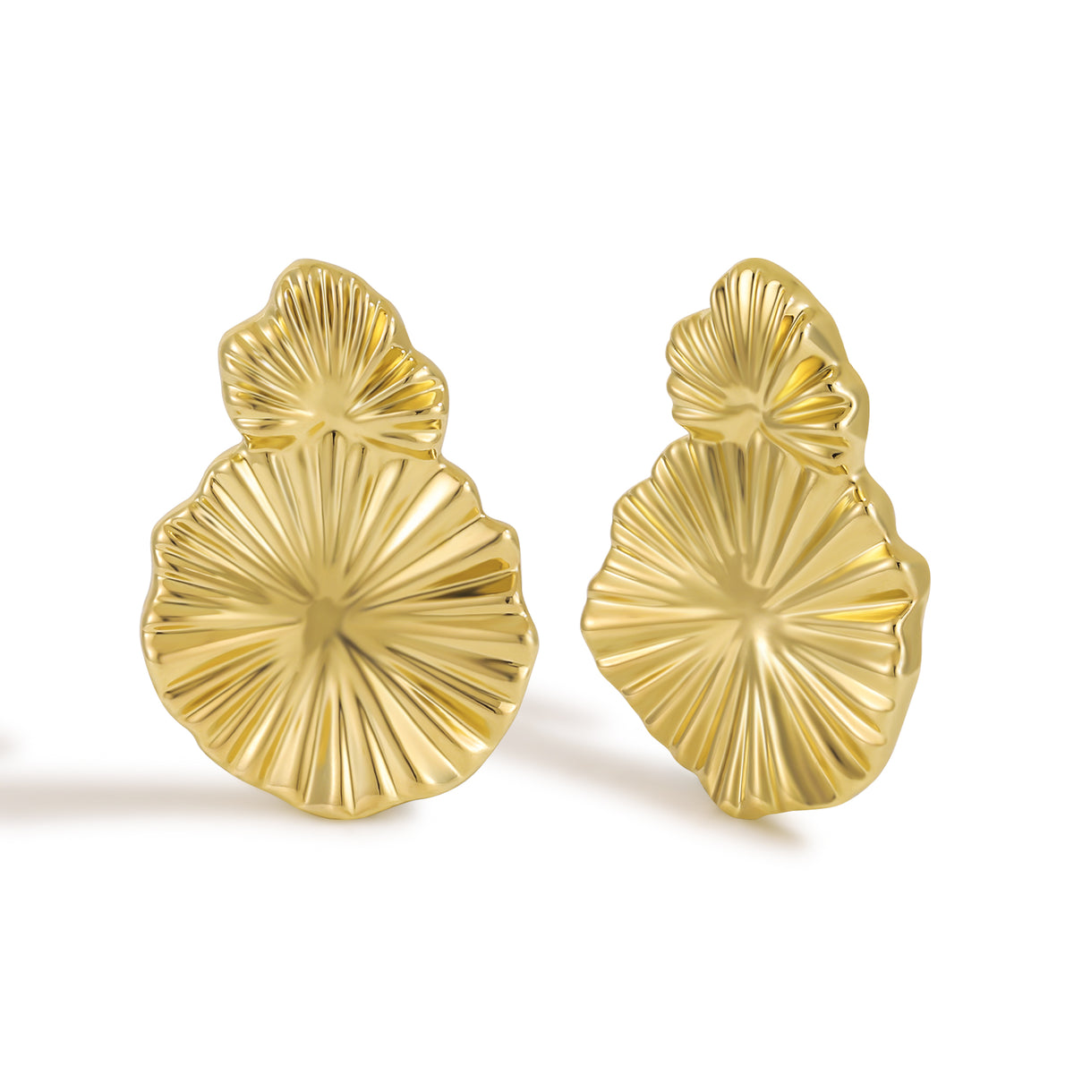 Textured Open Circle Stud Earrings with Dimensional Surface Pattern