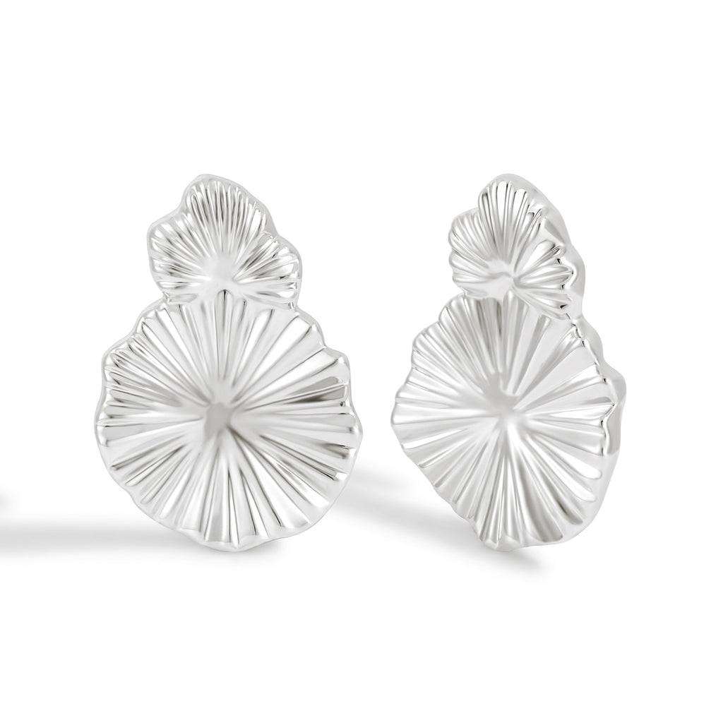 Textured Open Circle Stud Earrings with Dimensional Surface Pattern