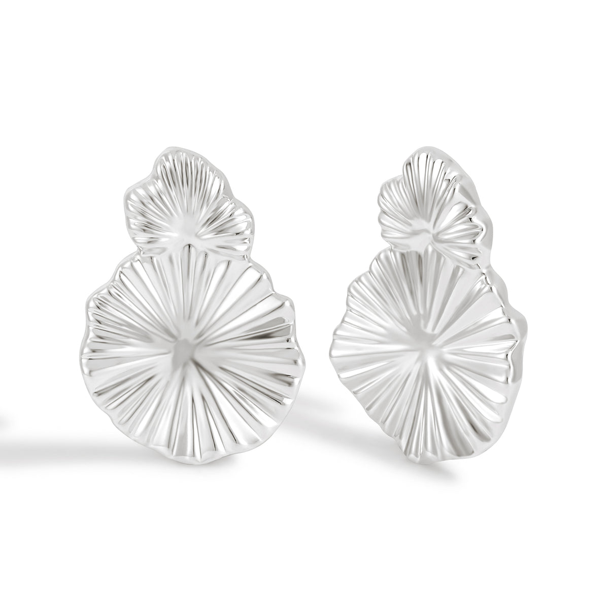 Textured Open Circle Stud Earrings with Dimensional Surface Pattern