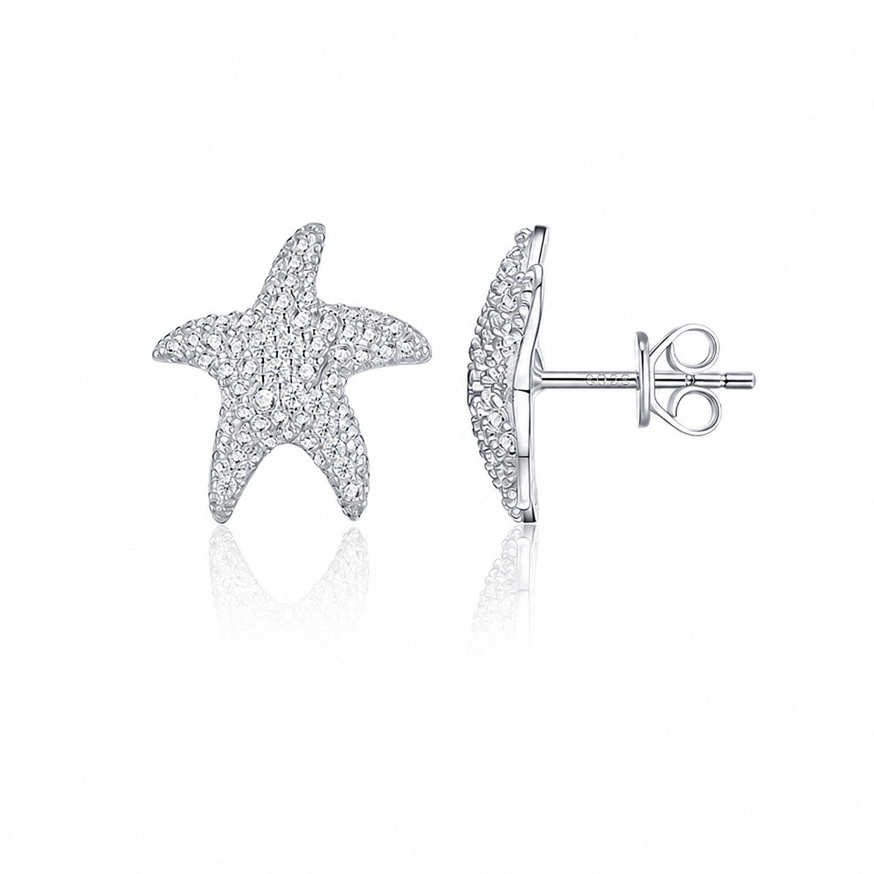 Ocean Star Shaped Sapphire Set in 925 Sterling Silver Stud Earrings