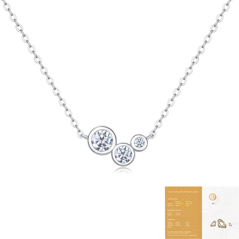 Elegant Moissanite Geometric Design 925 Sterling Silver Pendant Necklace