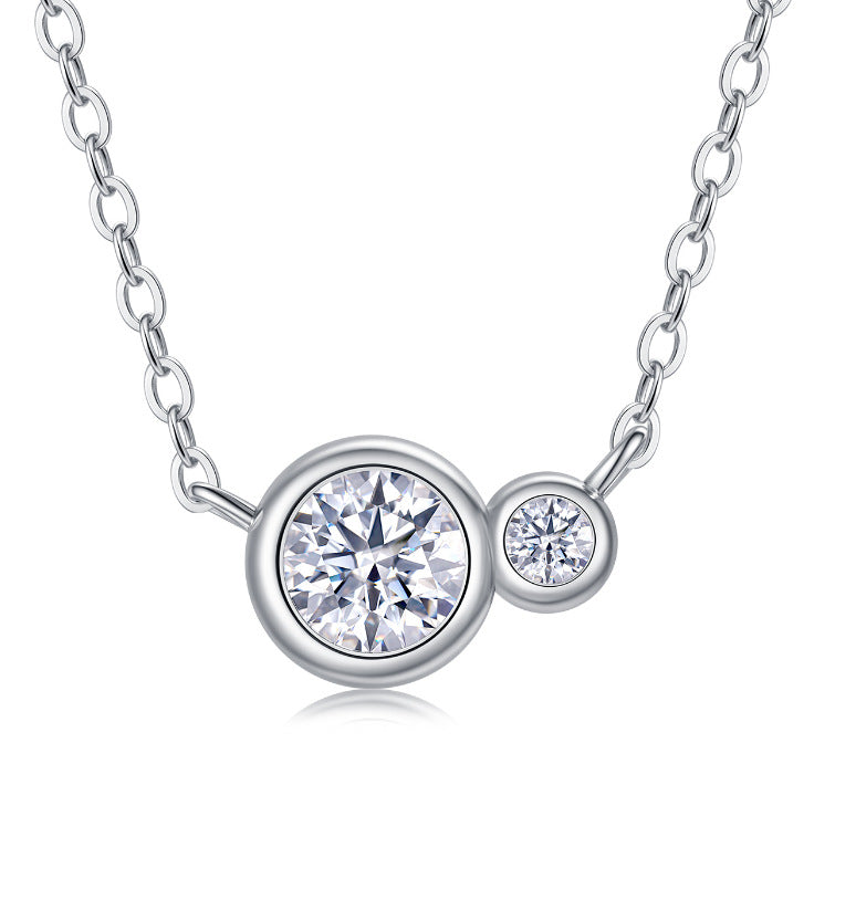 Elegant Moissanite Geometric Design 925 Sterling Silver Pendant Necklace