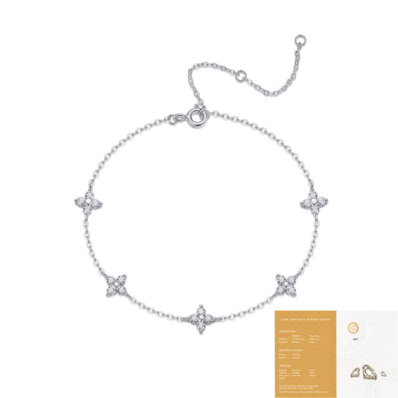 Elegant Moissanite Geometric Star Design S925 Sterling Silver Fashion Bracelet