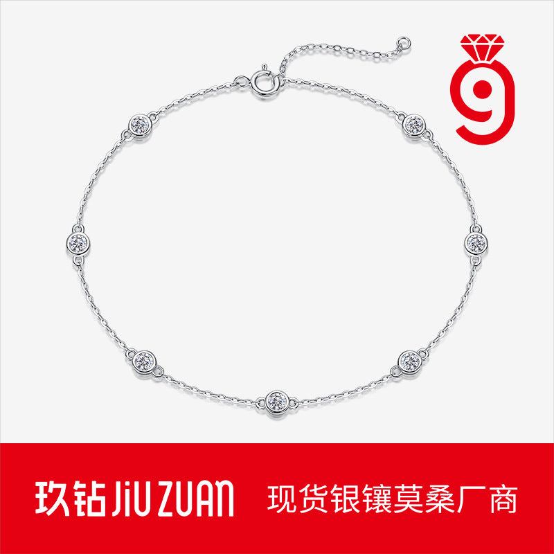 Elegant Moissanite Geometric Star Design S925 Sterling Silver Fashion Bracelet