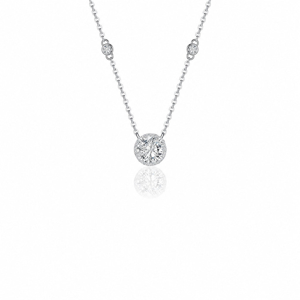 Mossanite Star-Shaped Pendant in 925 Sterling Silver  Collarbone Necklace