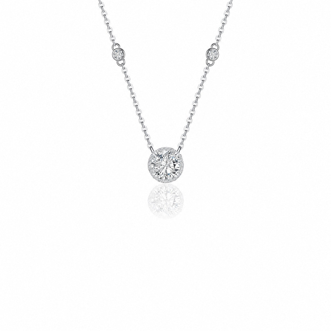 Mossanite Star-Shaped Pendant in 925 Sterling Silver  Collarbone Necklace