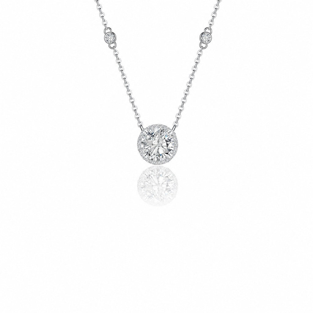 Mossanite Star-Shaped Pendant in 925 Sterling Silver  Collarbone Necklace