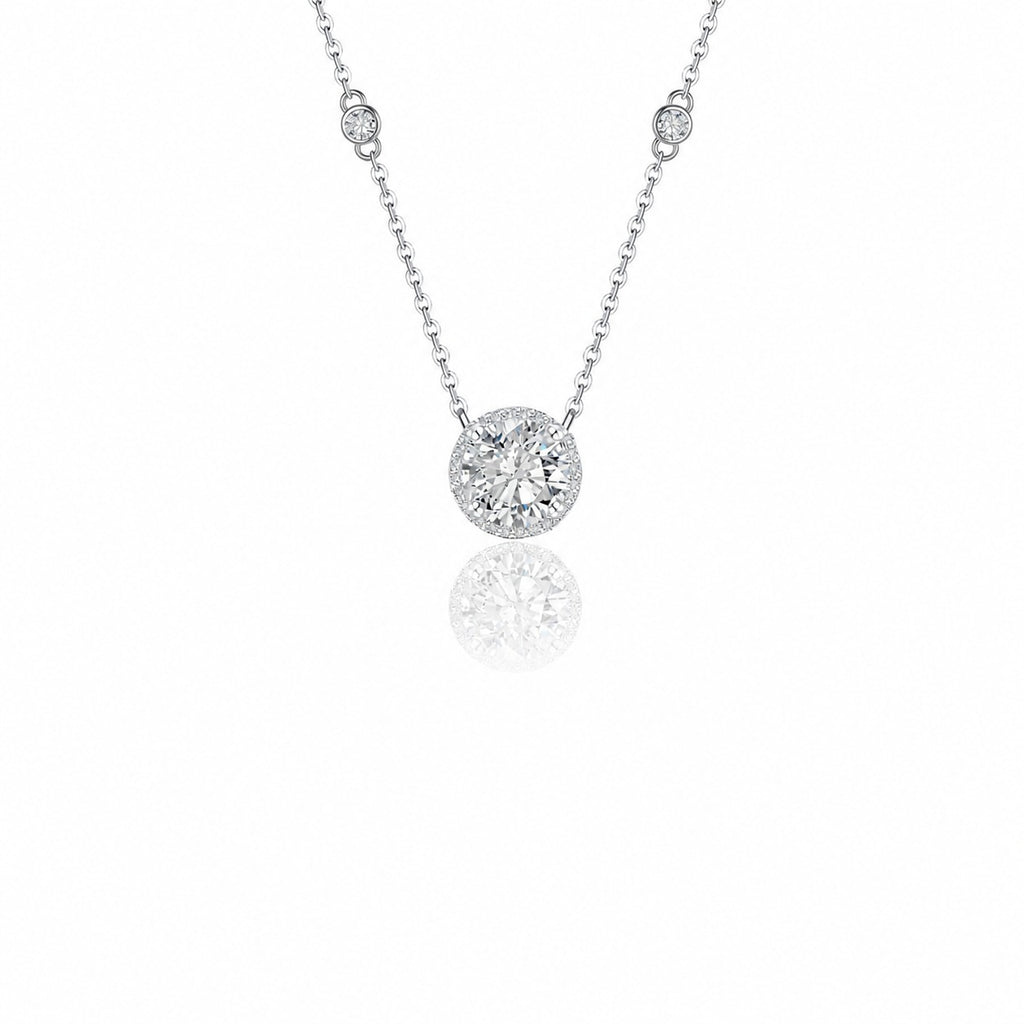 Mossanite Star-Shaped Pendant in 925 Sterling Silver  Collarbone Necklace