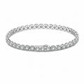 Round Halo Moissanite Tennis Chain Bracelet  925 Sterling Silver Geometric Circle Link Bracelet
