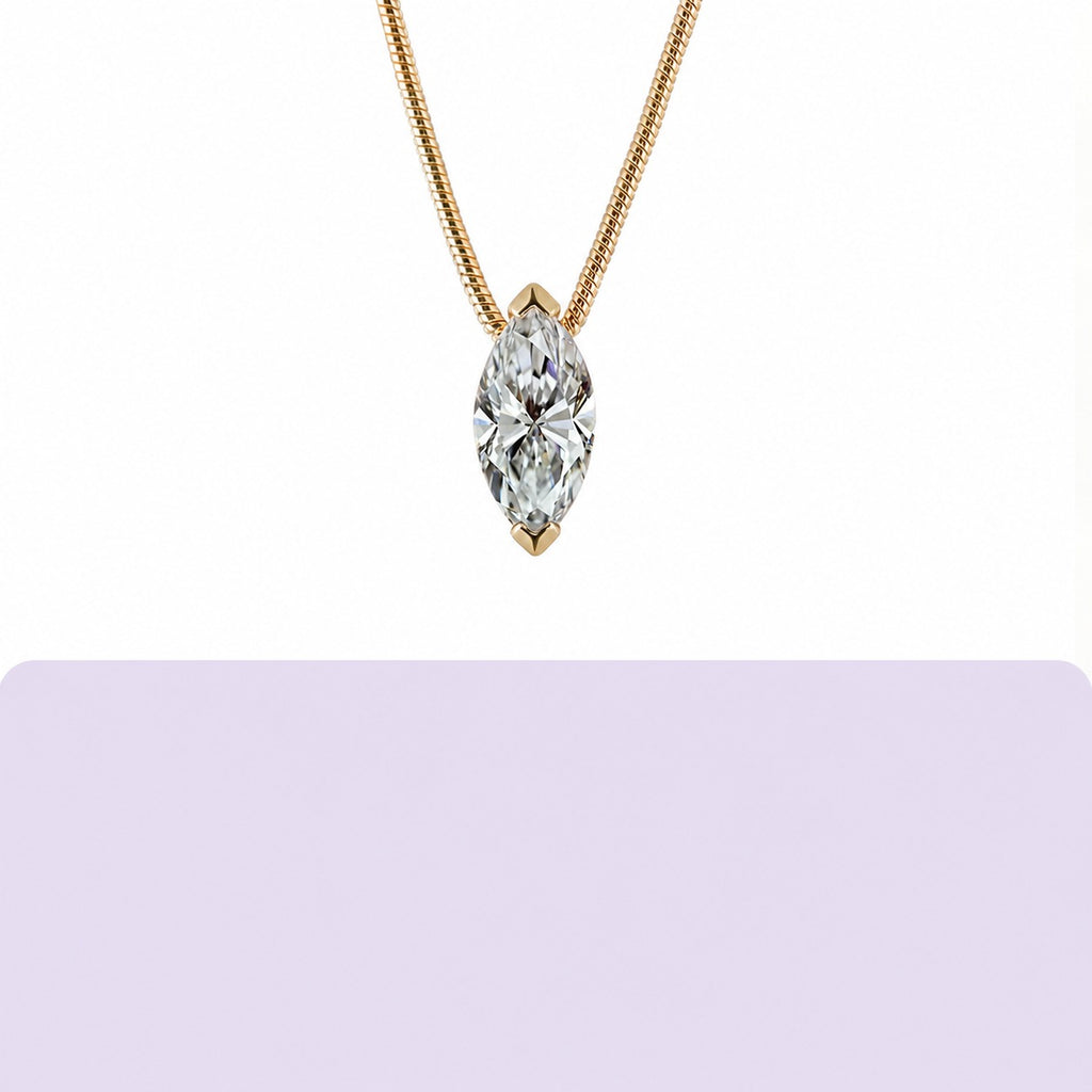 Marquise Moissanite Pendant  925 Sterling Silver Collarbone Necklace