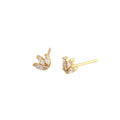 New CZ Leaves Crown 925 Sterling Silver Stud Earrings
